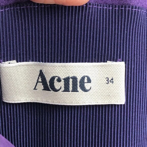 Acne Purple Brooke Turn Up Trousers Cropped Slim Low waist Cashmere Blend 34 = 2 - Picture 4 of 15